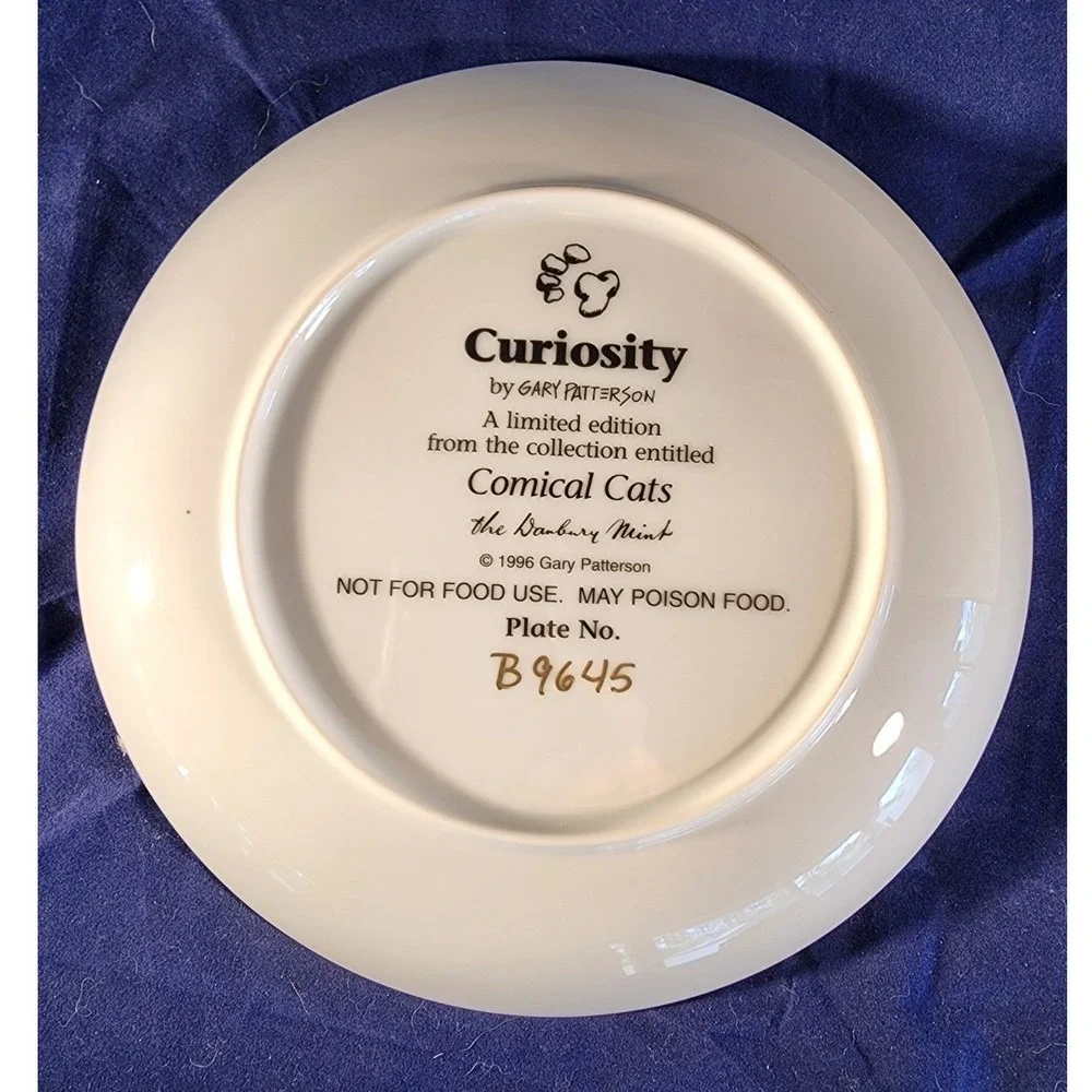 Gary Patterson Curiosity Comical Cats Danbury Mint Collector Plate 1996 B9645